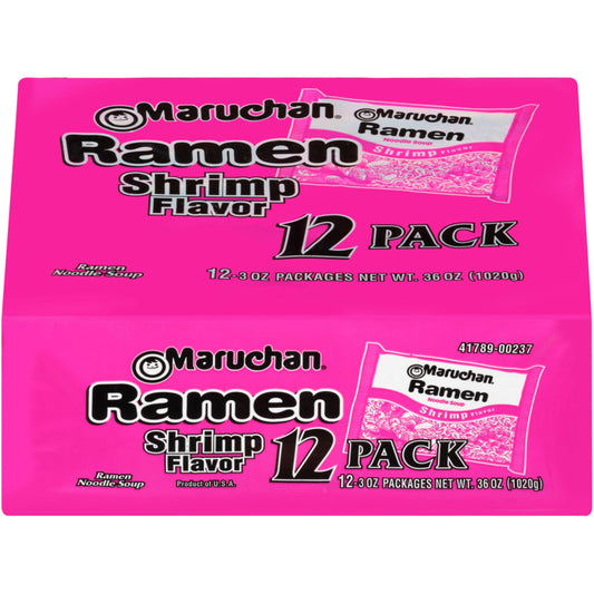 (24 pack) Maruchan Ramen Noodle Soup, Shrimp Flavor Instant Noodles, 3 oz, Pack of 12