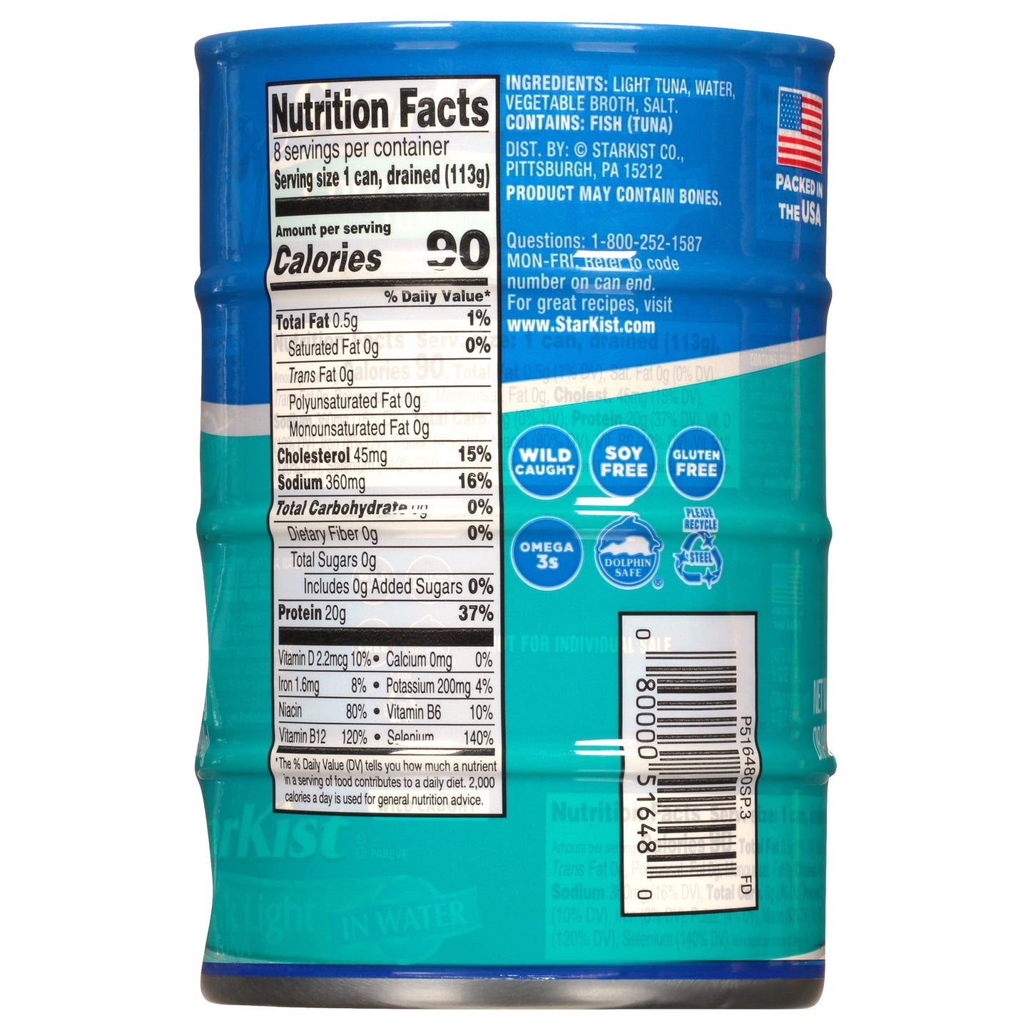 StarKist Chunk Light Tuna in Water, Wild Caught, 20g Protein, 5 oz, 8 Cans