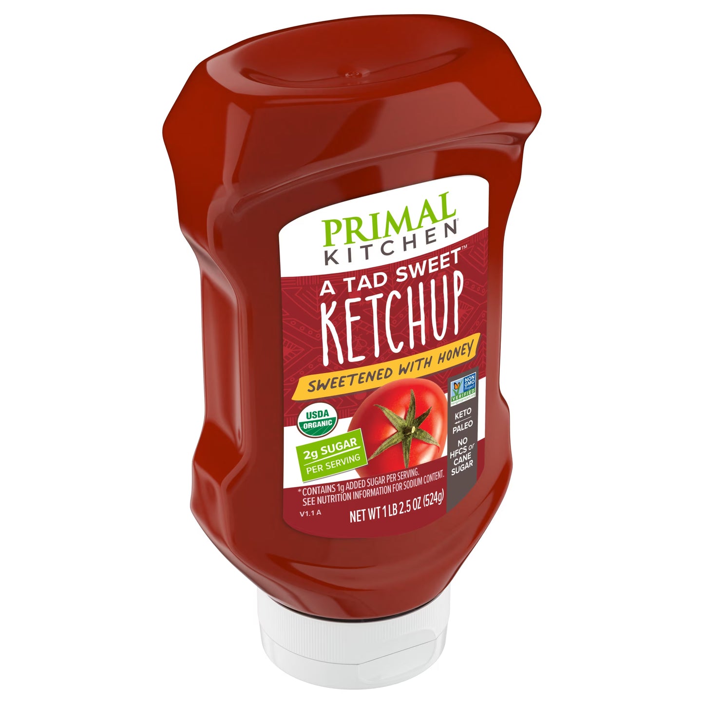 Primal Kitchen A Tad Sweet Squeeze Ketchup - Sweetened with Honey, 18.5 oz