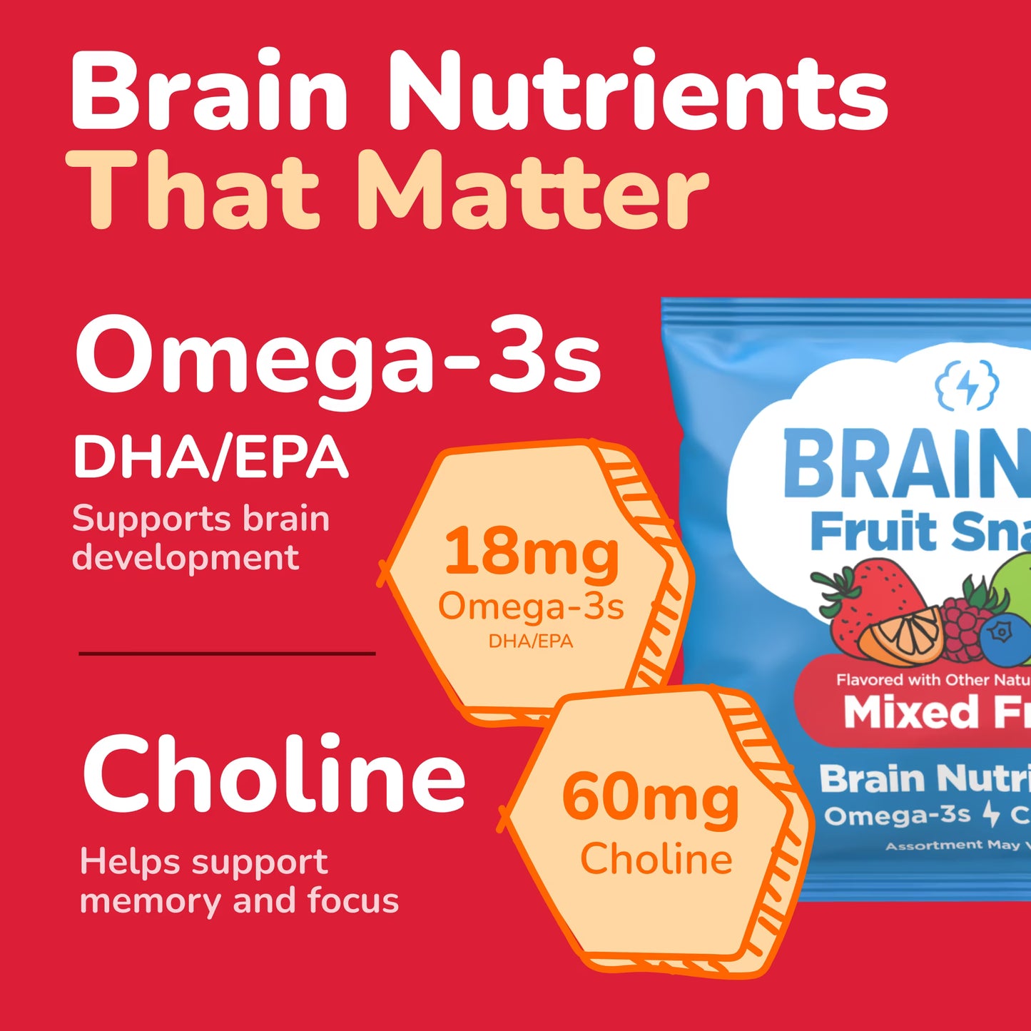 Brainiac Fruit Snacks with Brainpack, Mixed Fruit Flavor, 20 Count