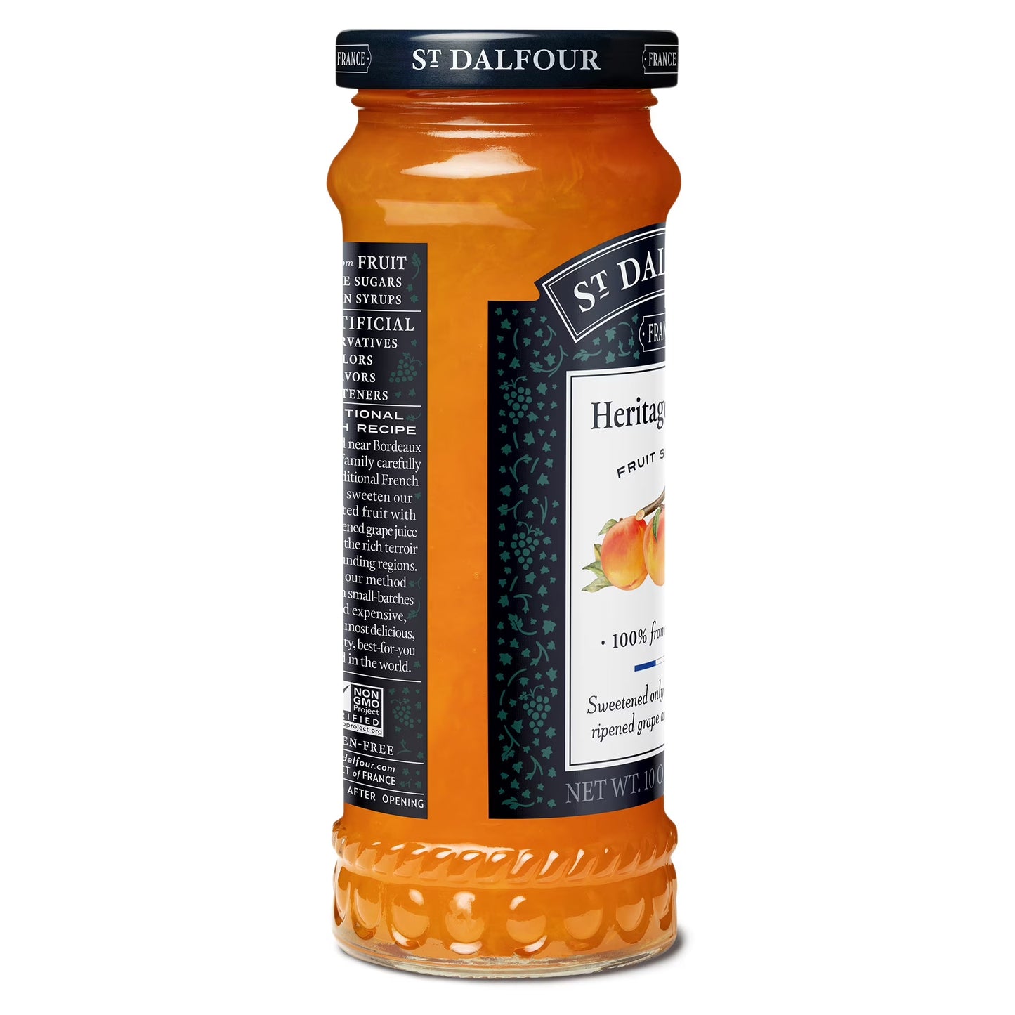 (2 pack) St Dalfour Heritage Peach Fruit Spread, 100% from Fruit, Vegan & Gluten Free, 10 oz Jar