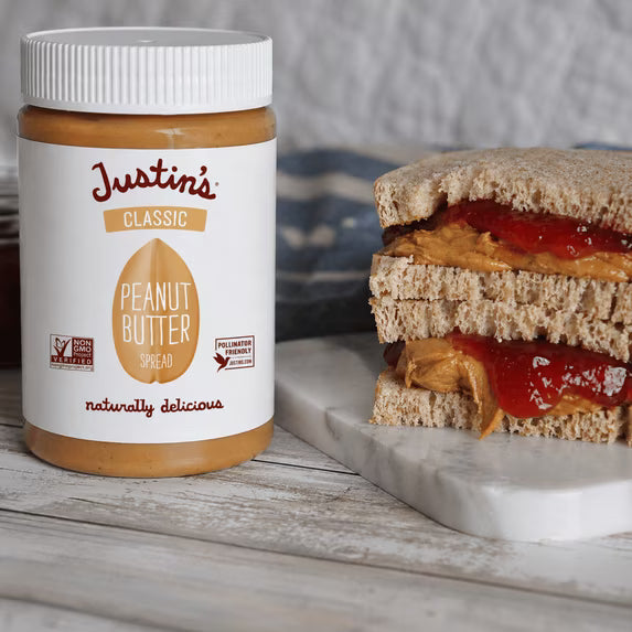 Hero image 6 of (6 pack) JUSTIN'S Classic Creamy Peanut Butter Spread, 28 oz Jar, 6 of 7    Visit the Justin's Store (6 pack) JUSTIN'S Classic Creamy Peanut Butter Spread, 28 oz Jar
