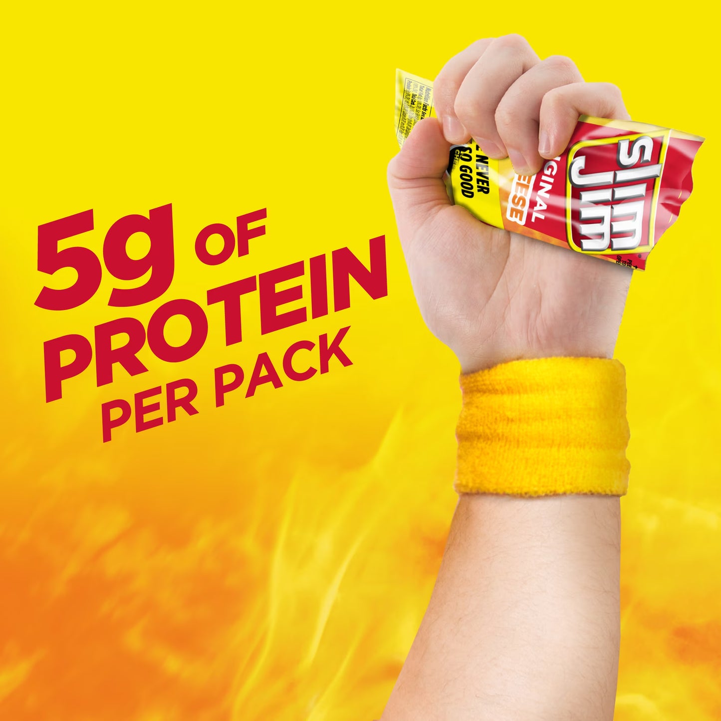 Slim Jim Smoked Meat Jerky Snack Sticks & Cheese, Original Flavor, 5g Protein Per Serving, 0.9 oz. (10-Count)