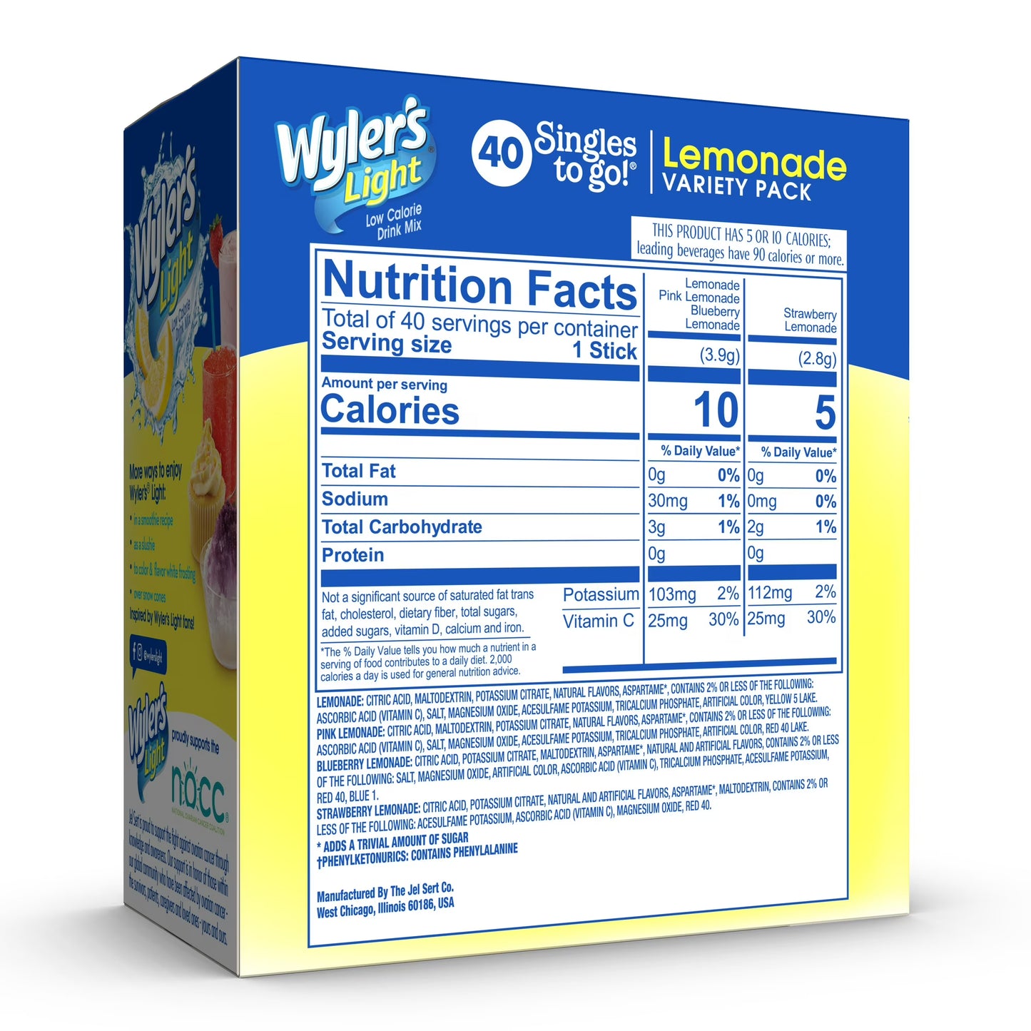 Wyler's Light Lemonade Powder Mix, Singles To Go Variety Pack, 4 Flavors, 40 Count (Pack of 2)