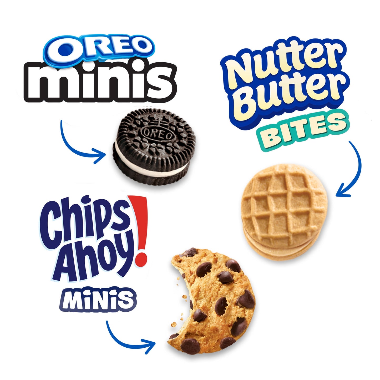 Nabisco Cookies Variety Pack, OREO Minis, Nutter Butter Bites, & CHIPS AHOY! Minis,10 Snack Packs