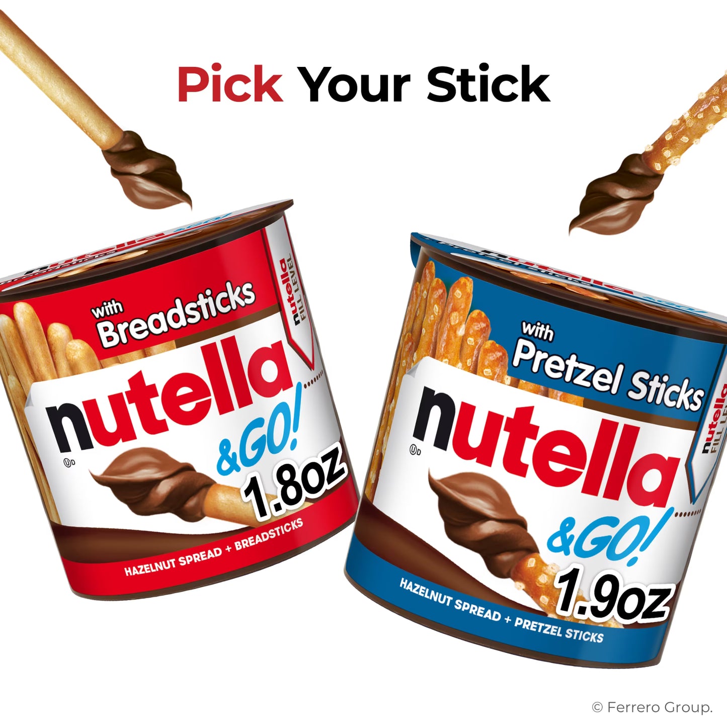 Nutella & GO! Chocolate Hazelnut Spread with Cocoa + Breadsticks, 4 Snack Packs, 1.8 oz Each