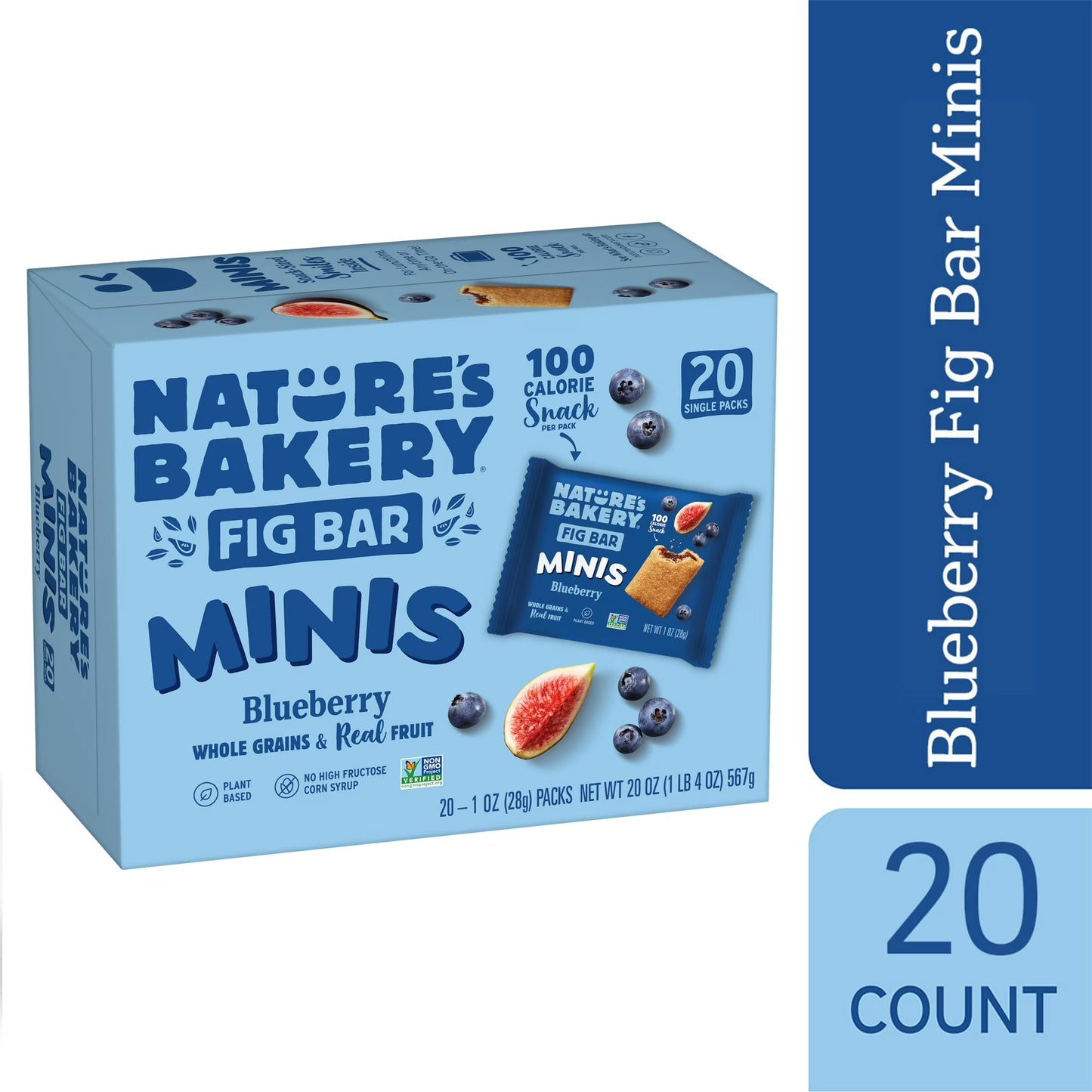 Blueberry Fig Bar Minis, 1 Ounce, 20 Count, Healthy Snack, All Natural