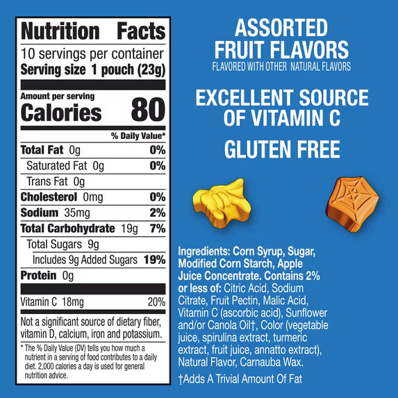 (3 pack) Marvel Spider-Man Fruit Flavored Snacks, Gluten Free, Kids Snacks, 10 Ct, 8 oz