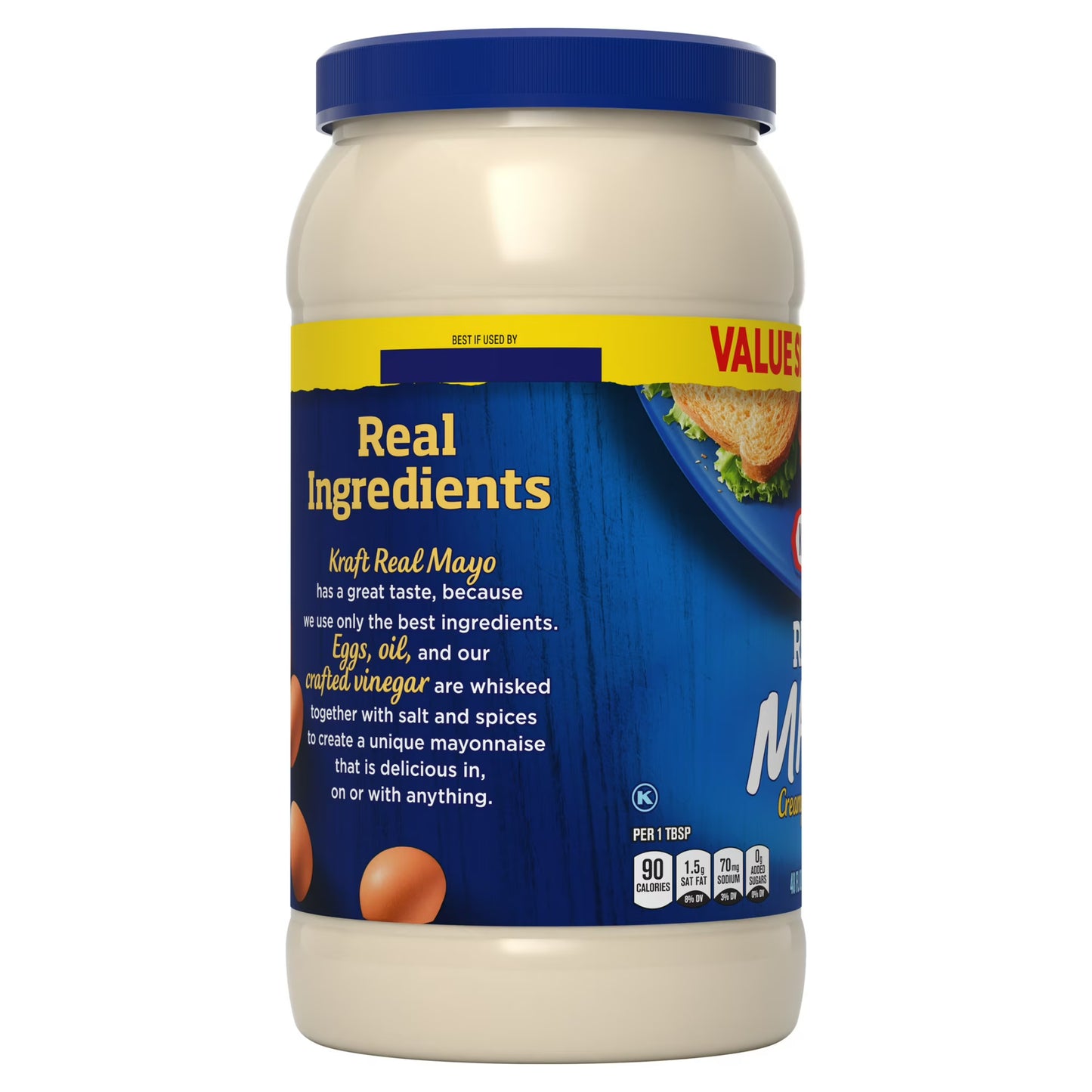 Kraft Real Mayo Creamy & Smooth Mayonnaise, 48 fl oz Jar