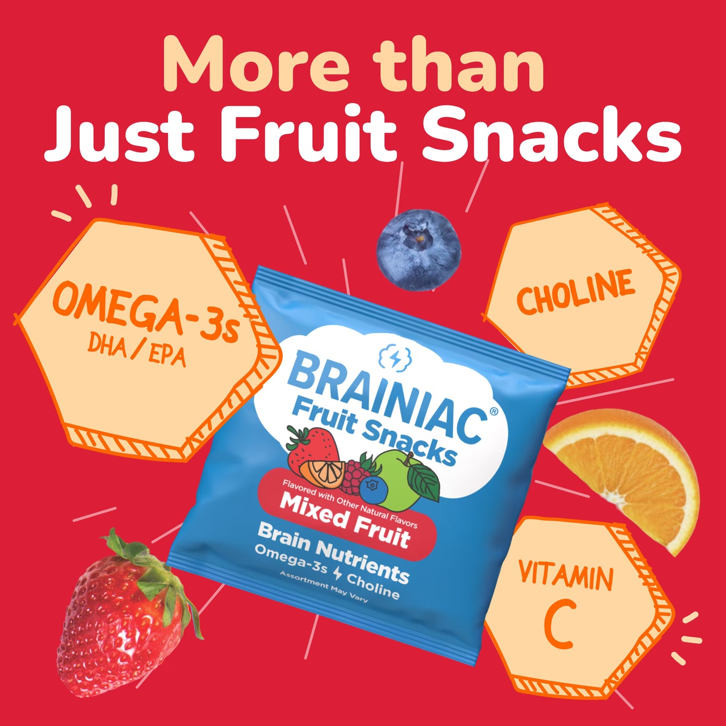 Brainiac Fruit Snacks with Brainpack, Mixed Fruit Flavor, 20 Count