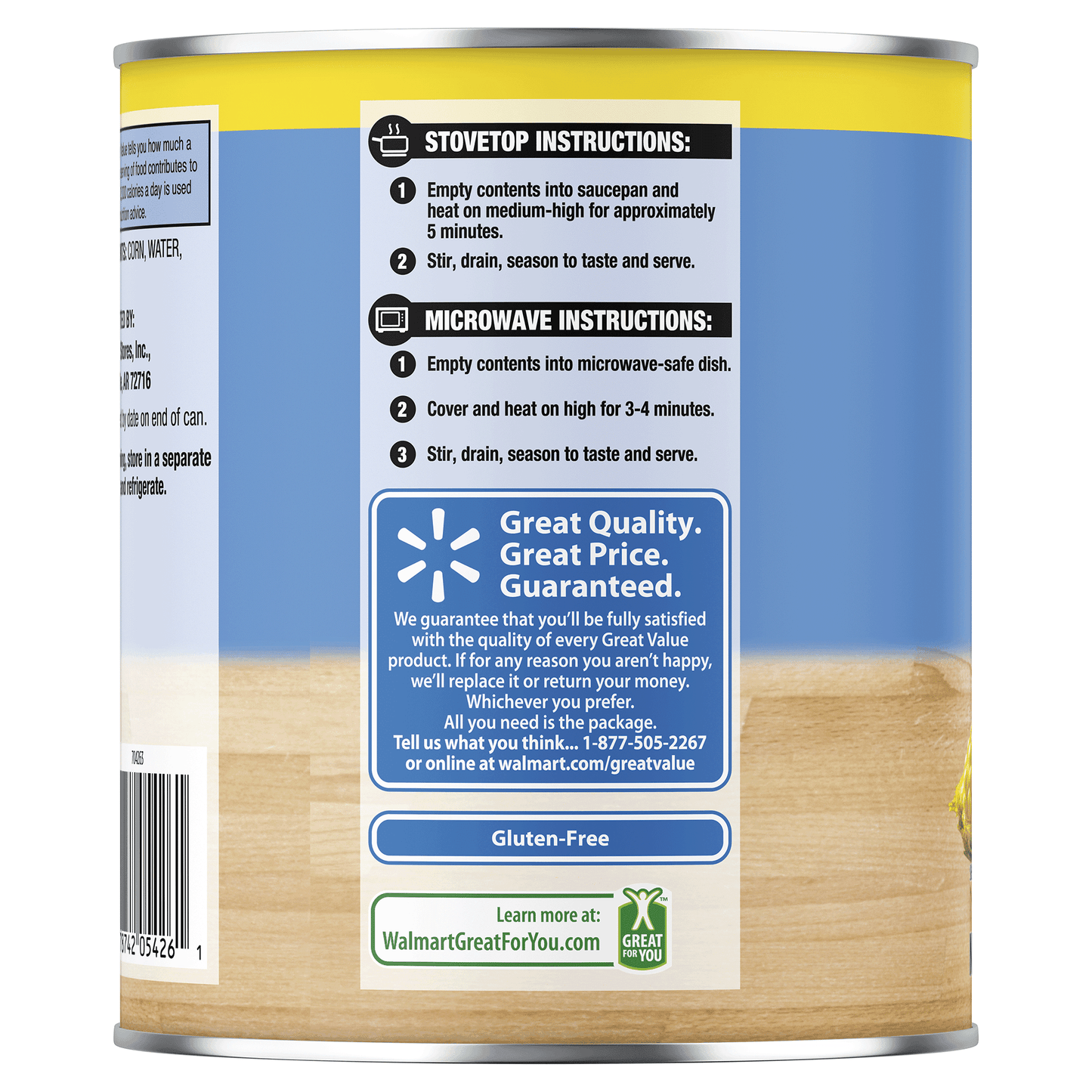 (6 pack) Great Value Whole Kernel Sweet Corn, Gluten-Free, 29 oz Can