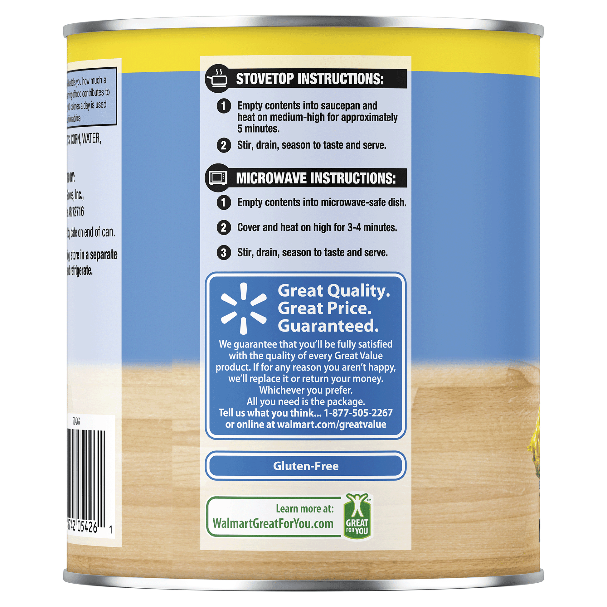 (6 pack) Great Value Whole Kernel Sweet Corn, Gluten-Free, 29 oz Can