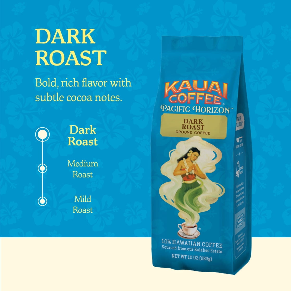 Kauai Coffee® Koloa Estate Dark Roast Arabica, Ground Coffee, Bag 10 oz