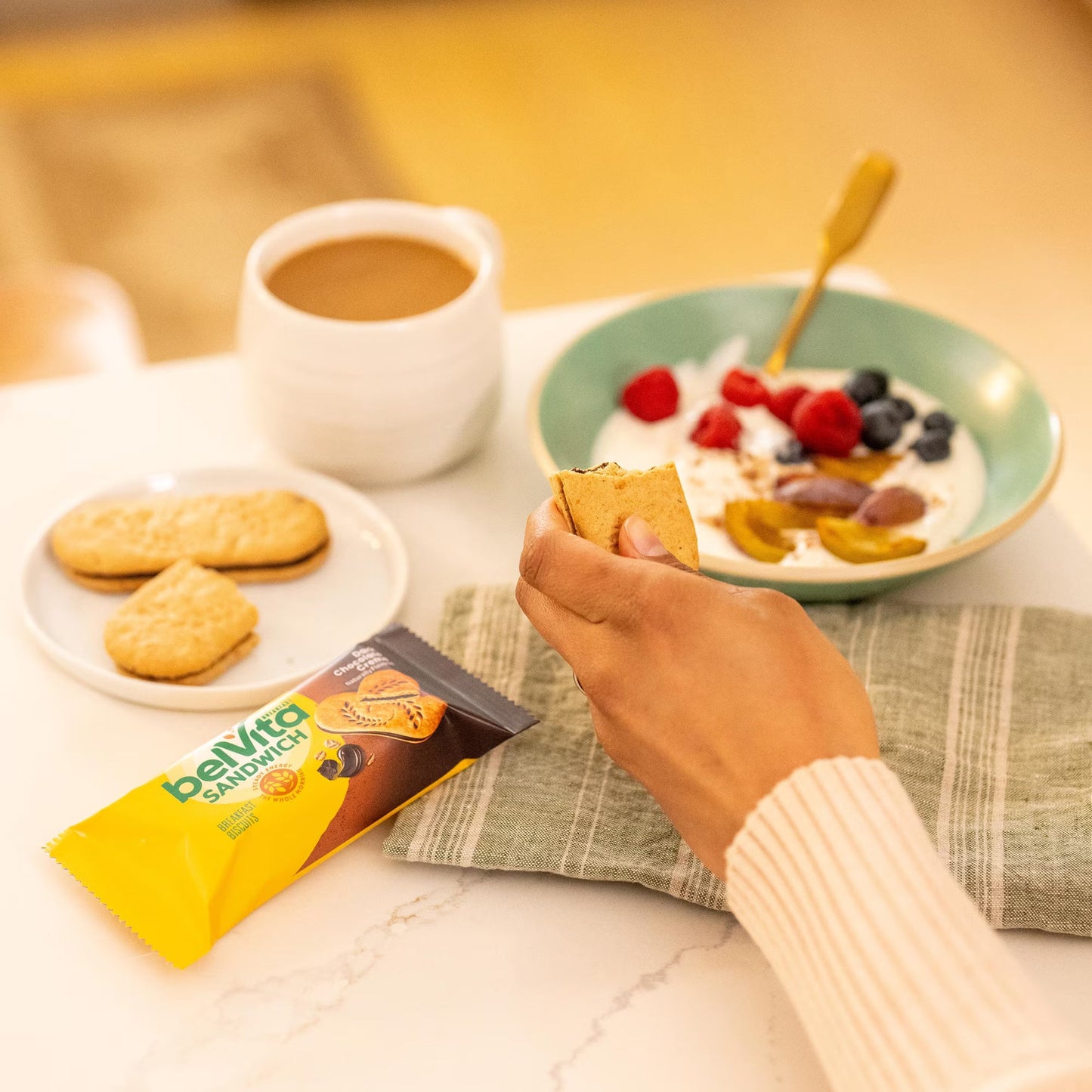 (3 pack) belVita Breakfast Bar Biscuit Sandwiches Dark Chocolate Creme, Value Pack, 12 Packs