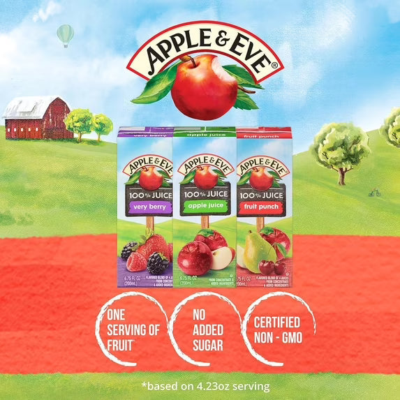 Apple & Eve 100% Juice Drink, Variety Pack, 6.75 Fl Oz, 32 Count