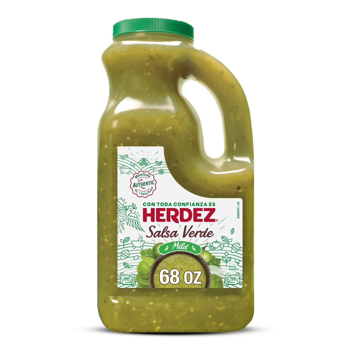 HERDEZ Salsa Verde Mild, Tortilla Chip Dip, Shelf Stable, Large 68 oz Plastic Jug