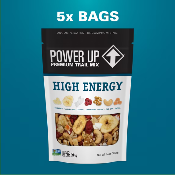 (5 pack) Power Up Trail Mix High Energy 14oz, Gluten Free, Vegan, Non-GMO