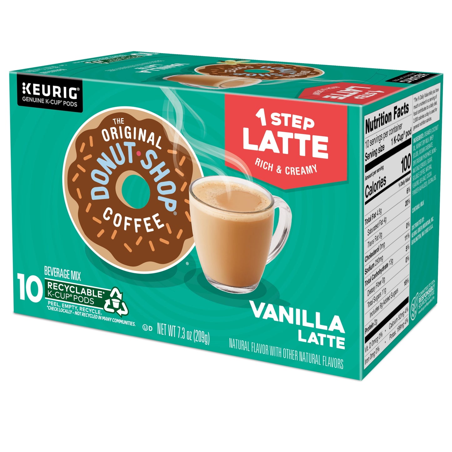 The Original Donut Shop, Vanilla Latte Flavored K-Cup Coffee Pods, 10 Count