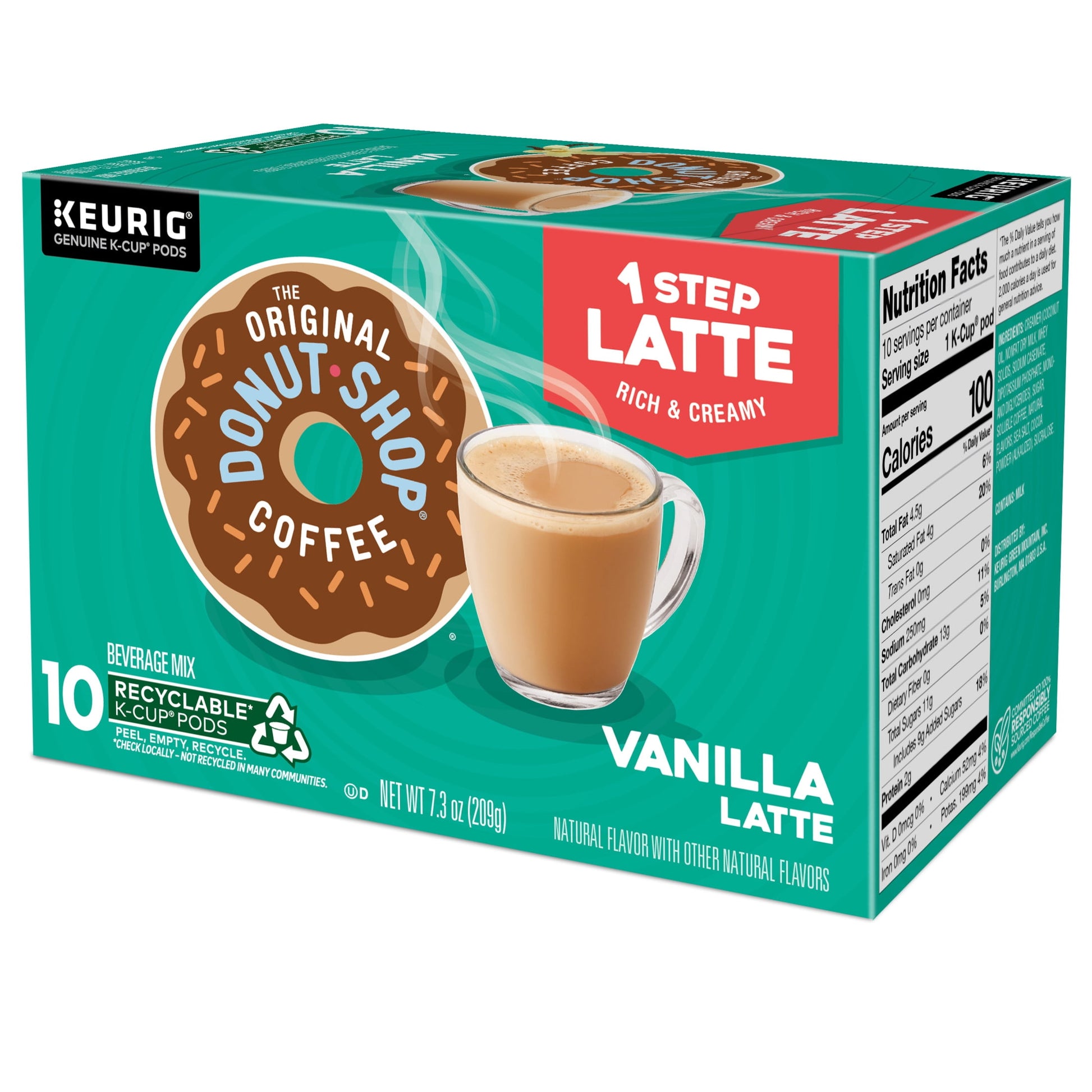 The Original Donut Shop, Vanilla Latte Flavored K-Cup Coffee Pods, 10 Count