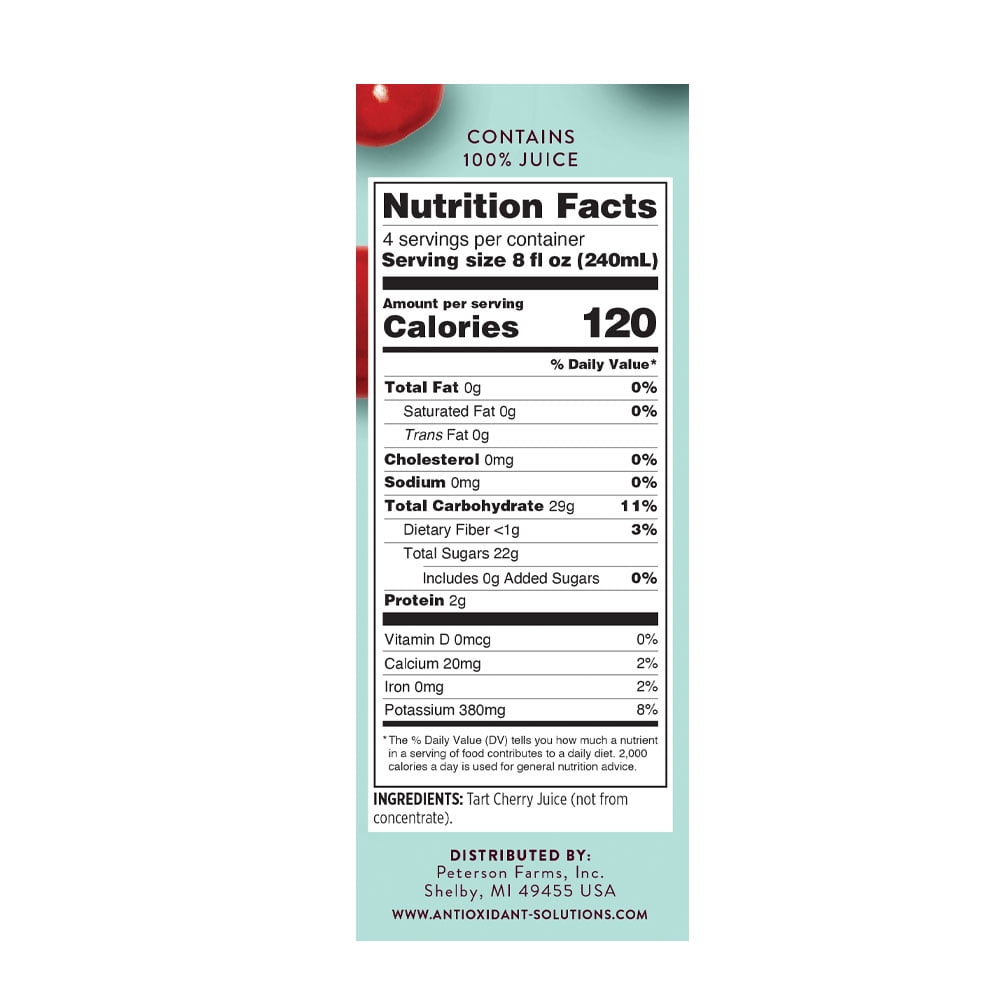Antioxidant Solutions 100% Pure Tart Cherry Juice Not From Concentrate 32 fl oz