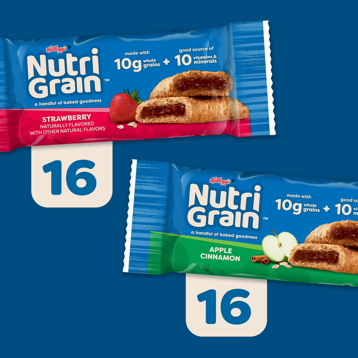 Nutri-Grain Breakfast Bars, Made with 10g Whole Grains, Snack Bars, Variety Pack, 41.6oz Box (32 Count)