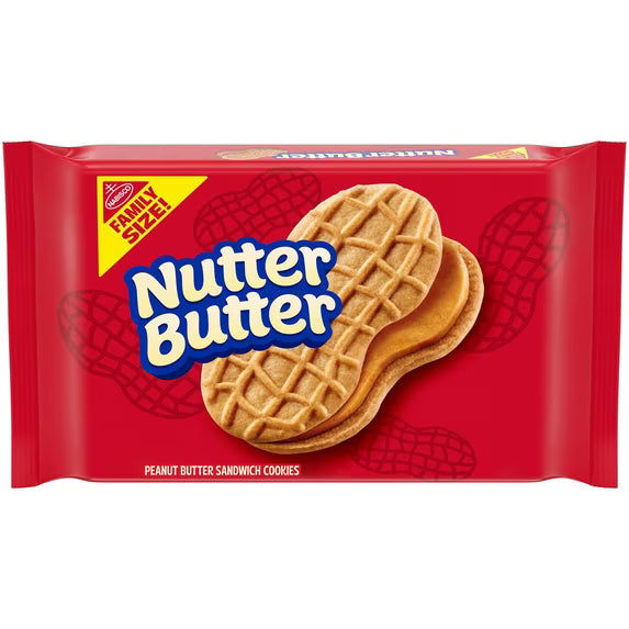 NUTTER BUTTER Double Nutty Peanut Butter Sandwich Cookies, Family Size, 15.27 oz( 3 pack)