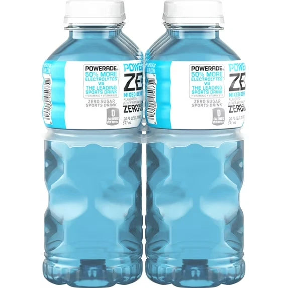 POWERADE Zero Sugar Mixed Berry Electrolyte Sports Drink Bottles,20 fl oz,8 Pack