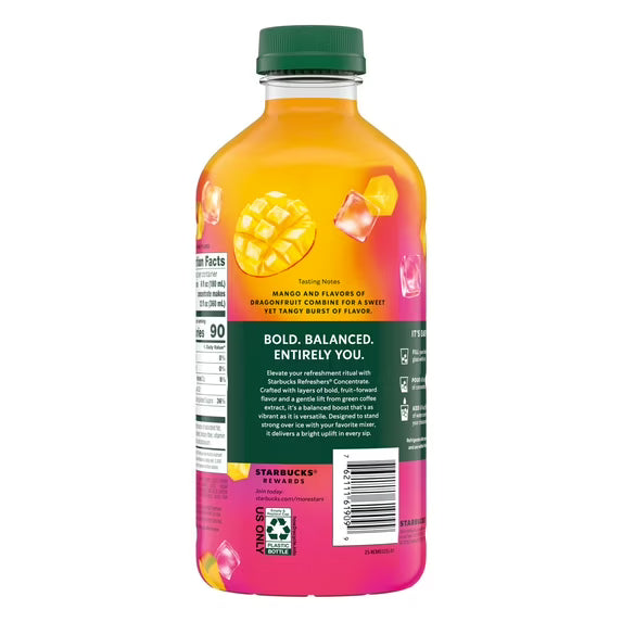 Starbucks Refreshers Concentrate Mango Dragonfruit, Refreshing Drink, Cold Drinks 32 fl oz(2 pack)